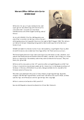 A preview of a PDF biography for Carrier, William John